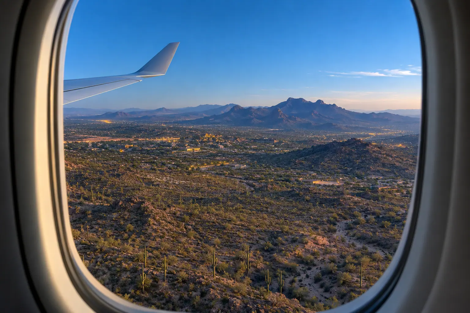 Scottsdale area from a private jet window
