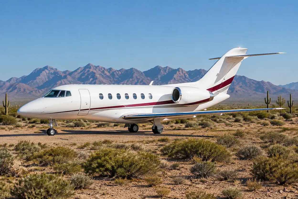 Midsize jet on the ramp